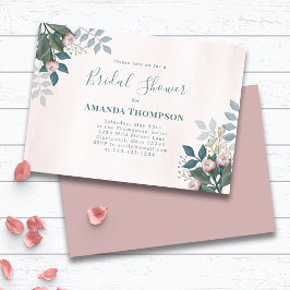 Pink Bridal Shower Elegant Floral Custom 招待状