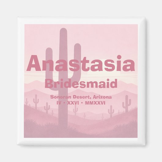 Pink Bridesmaid Gift – Personalized Bridesmaid  マグネット (正面)