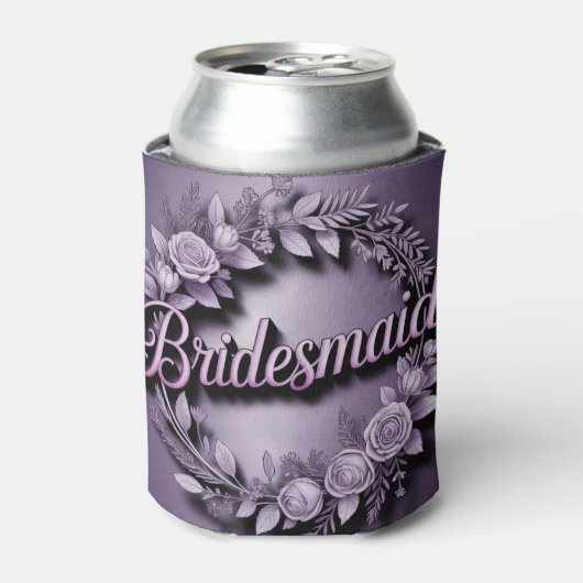 Pink Bridesmaid Script Lavender Can Cooler 缶クーラー (缶正面)