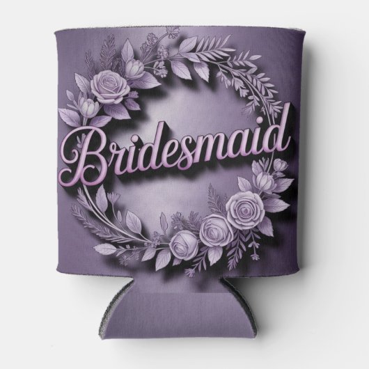Pink Bridesmaid Script Lavender Can Cooler 缶クーラー (正面)