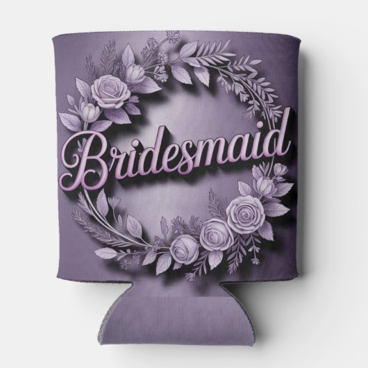 Pink Bridesmaid Script Lavender Can Cooler 缶クーラー (裏面)
