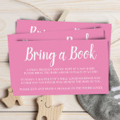 Pink Bring a Book Baby Shower Enclosure Card エンクロージャーカード