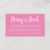 Pink Bring a Book Baby Shower Enclosure Card エンクロージャーカード (正面)