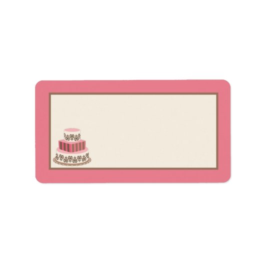 Pink/Brownのケーキ結婚ーの郵送先住所 ラベル (正面)