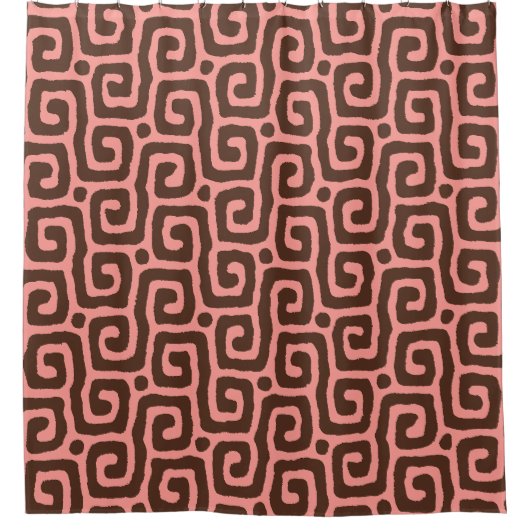 pink &brown Abstract pattern シャワーカーテン (正面)