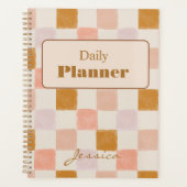 Pink Brown Beige Geometric Daily Planner Cover  プランナー手帳 (正面)