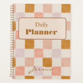 Pink Brown Beige Geometric Daily Planner Cover  プランナー手帳