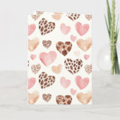 Pink Brown Cream Leopard Animal Hearts Birthday カード (裏面)