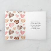 Pink Brown Cream Leopard Animal Hearts Birthday カード (内部)