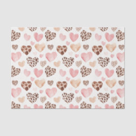 Pink Brown Cream Leopard Animal Hearts Birthday 薄葉紙