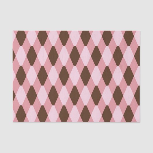 Pink Brown Harlequin Diamond Pattern 薄葉紙 (正面)