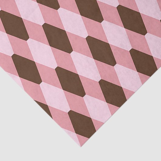 Pink Brown Harlequin Diamond Pattern 薄葉紙 (詳細)