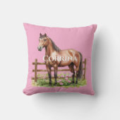 Pink Brown Horses クッション (正面)