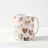 Pink Brown Leopard Hearts Gold Glitter Dream コーヒーマグカップ (正面右)