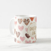 Pink Brown Leopard Hearts Gold Glitter Dream コーヒーマグカップ (正面左)