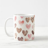 Pink Brown Leopard Hearts Gold Glitter Dream コーヒーマグカップ (左)