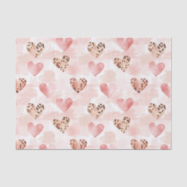 Pink Brown Leopard Print Hearts Birthday 薄葉紙