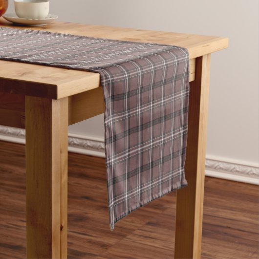 Pink Brown Plaid Classic Pattern Table Runner ショートテーブルランナー (インサイチュ)