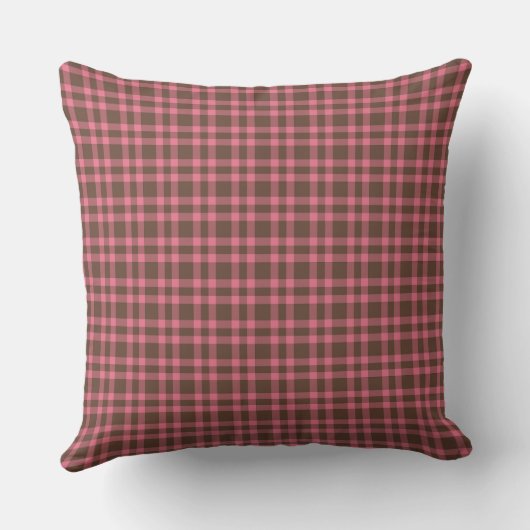 Pink Brown Plaid Pattern クッション (裏面)