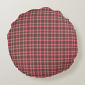 Pink Brown Plaid Pattern ラウンドクッション (裏面)