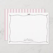 Pink , brown & Stripes a Note From Flat Note Card 招待状 (正面/裏面)