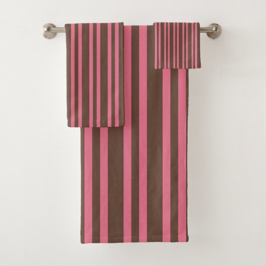 Pink Brown Stripes Seamless Pattern バスタオルセット (インサイチュ)