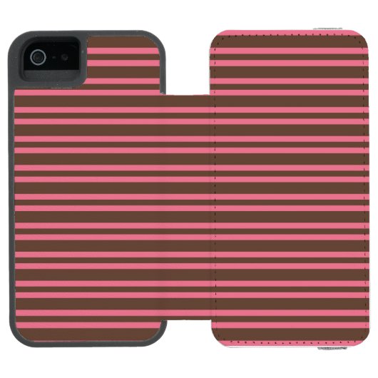Pink Brown Stripes Seamless Pattern Incipio iPhoneウォレットケース (フォリオ Open)