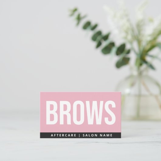 Pink Brows AfterCare PMU Browモダンの説明 名刺 (スタンド正面)