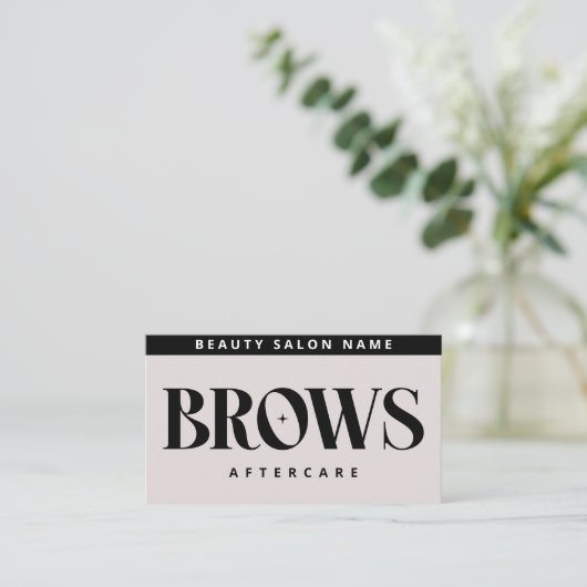 Pink Brows AfterCare PMU Browモダンの説明 名刺 (スタンド正面)