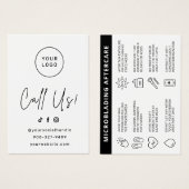 Pink Brows AfterCare PMU Brow Instructionsカード (正面&裏面)