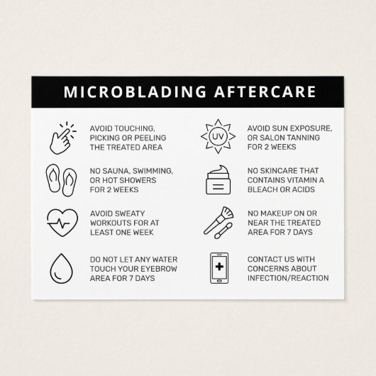 Pink Brows AfterCare PMU Brow Instructionsカード (裏面)