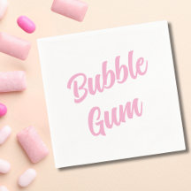 Pink Bubble Gum Simple Typography Birthday Party