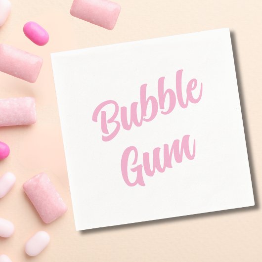 Pink Bubble Gum Simple Typography Birthday Party スタンダードカクテルナプキン