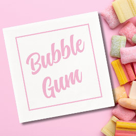 Pink Bubble Gum Simple Typography Birthday Party スタンダードカクテルナプキン