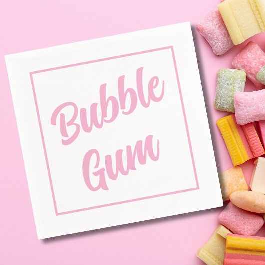 Pink Bubble Gum Simple Typography Birthday Party スタンダードカクテルナプキン