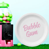 Pink Bubble Gum Simple Typography Birthday Party ペーパープレート