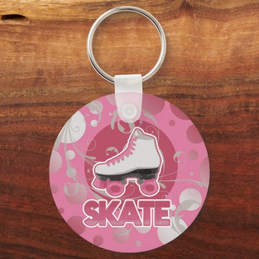 Pink Bubble Swirl Roller Skate, Skating キーホルダー (裏面)
