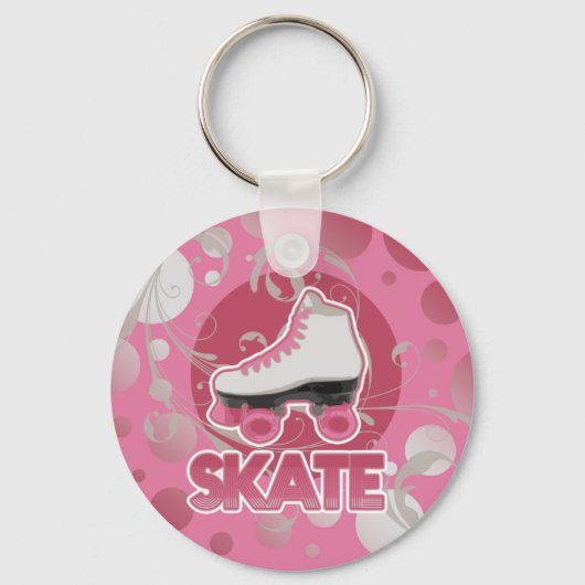 Pink Bubble Swirl Roller Skate, Skating キーホルダー (裏面)
