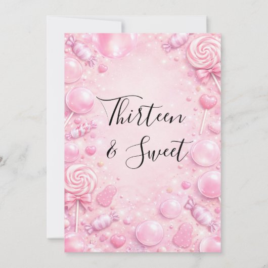 Pink Bubblegum Dream Candy Birthday Celebration   招待状 (裏面)