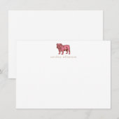 Pink Bulldog Simple Personalized Stationery  ノートカード (正面/裏面)
