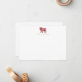 Pink Bulldog Simple Personalized Stationery  ノートカード (正面/裏面インサイチュ)