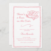 Pink Bun in the Oven Baby Shower 招待状 (正面/裏面)