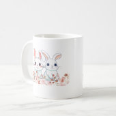 Pink Bunnies White Mug into a Sweet Gift コーヒーマグカップ (正面左)