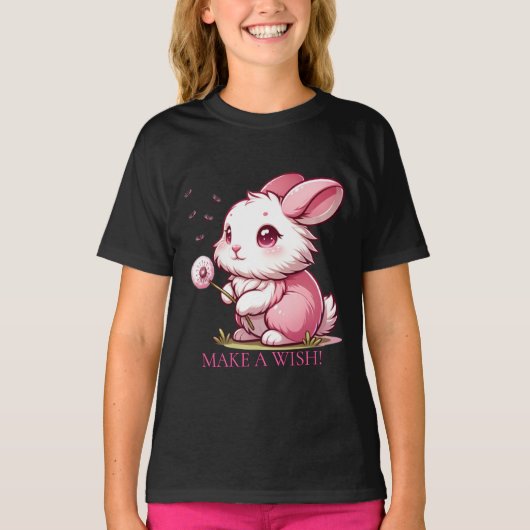 Pink Bunny and Dandelion Wish Tシャツ (正面)