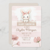 Pink Bunny Baby Shower Invitation 招待状 (正面/裏面)