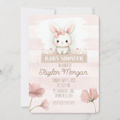 Pink Bunny Baby Shower Invitation 招待状 (正面)