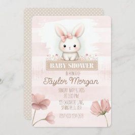 Pink Bunny Baby Shower Invitation 招待状