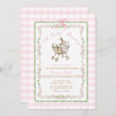 Pink Bunny Baby Shower Watercolor Grandmillennial  招待状 (正面/裏面)