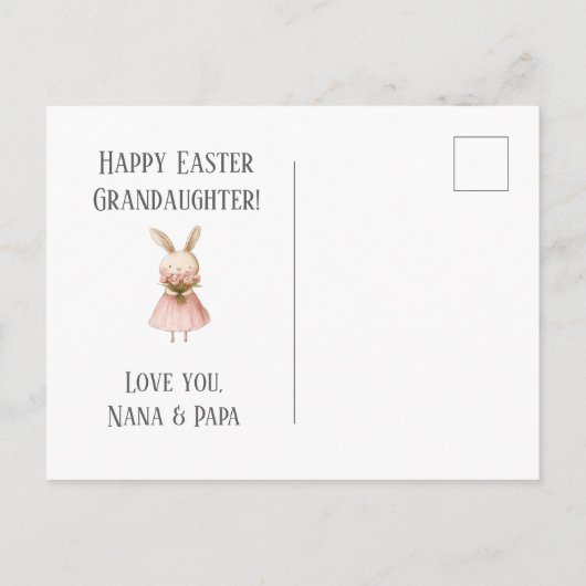 Pink Bunny Easter Postcard ポストカード (裏面)