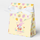 Pink Bunny & Egg Pattern Yellow Kids Birthday フェイバーボックス (正面サイド)